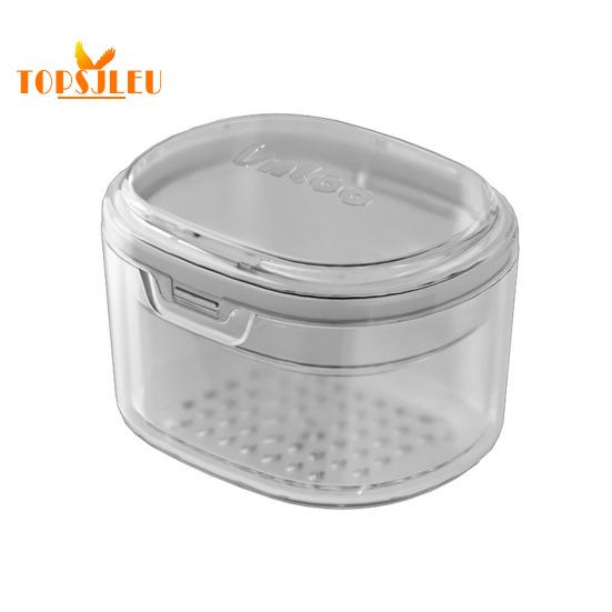 

Портативная коробка-фиксатор со сливной корзиной - двухслойный прозрачный ПК, мини-футляр для ванночки для вставных зубных протезов, держатель контейнера для выравнивания брекетов чистый