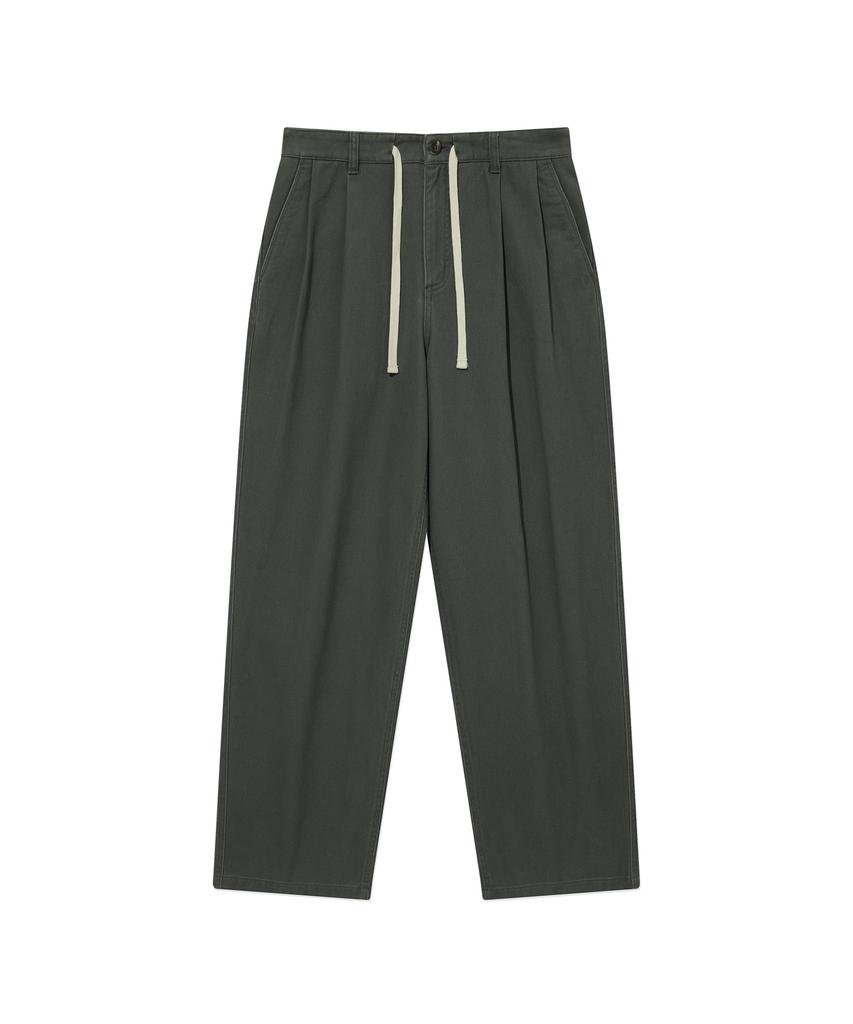 COVERNAT Twill 2-Tuck String Pants Dark Gray