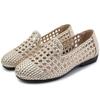 Fashion GKTINOO 2025 Summer New Genuine Leather Sandals For Women Hand-woven Hollow Flat  Soft Sole Large Size Women's Shoes