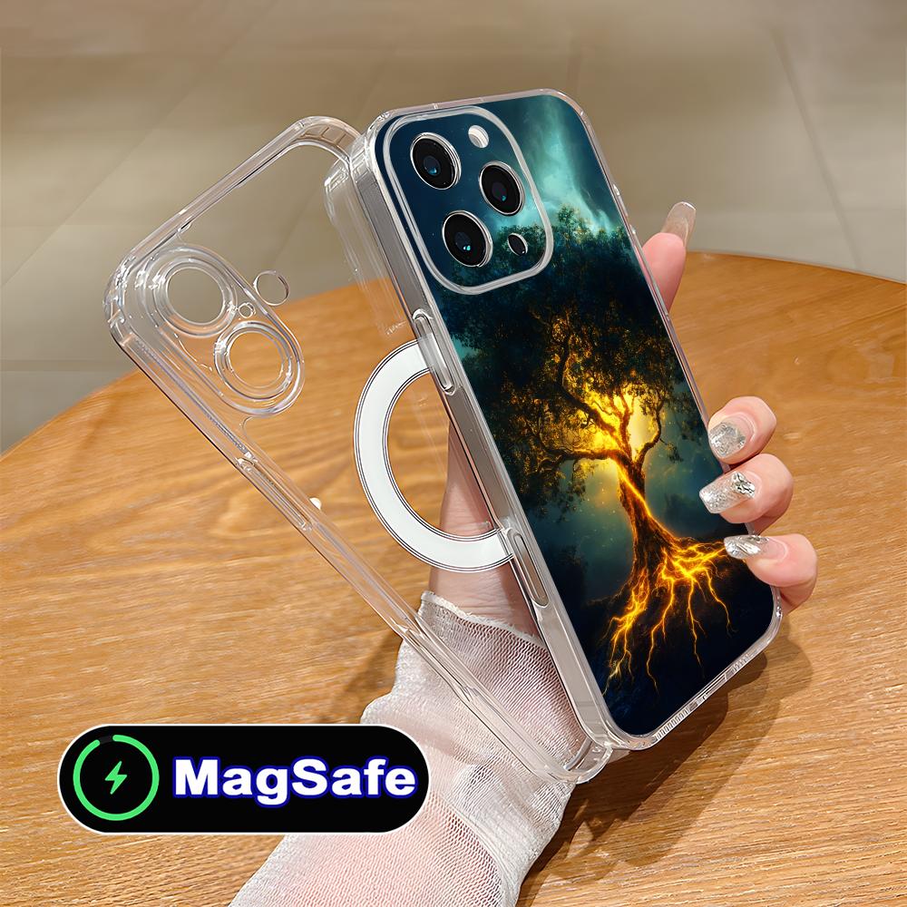 Coque de téléphone portable Arbre de Vie du Monde pour iPhone 17 16 15 14 13 12 11 Air Pro Max Plus Mini Magsafe Coque Transparente Colorée