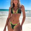 European and American New Swimwear Sexy Solid Color Metal Bikini Swimsuit Women's Bikini Suit