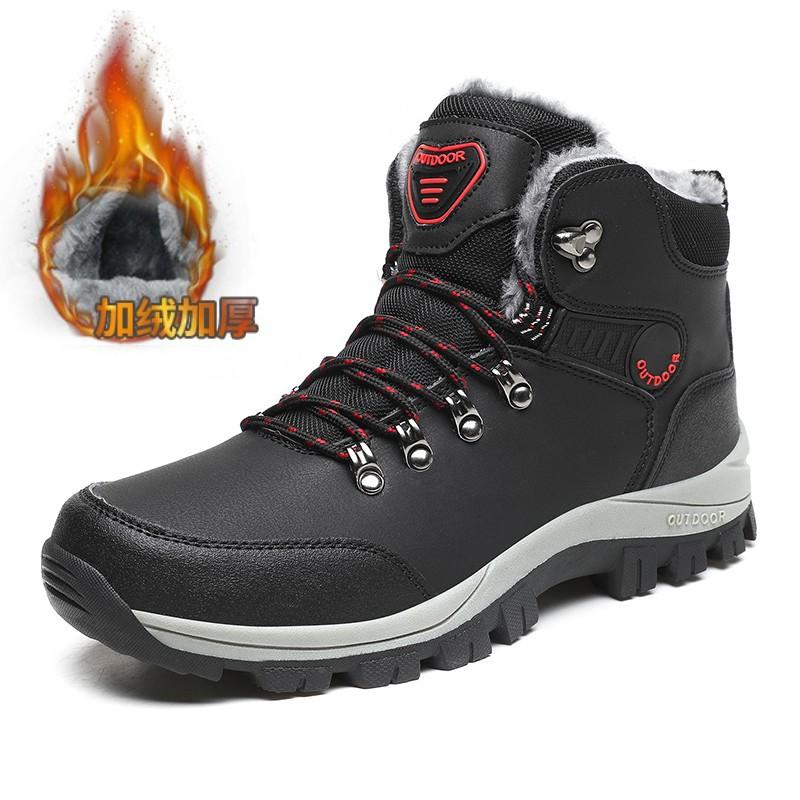 

Новая зимняя толстая хлопковая обувь для улицы, нескользящая, мужские утепленные ботинки, повседневная теплая обувь для хайкинга, бархатные ботинки большого размера, водонепроницаемые 45