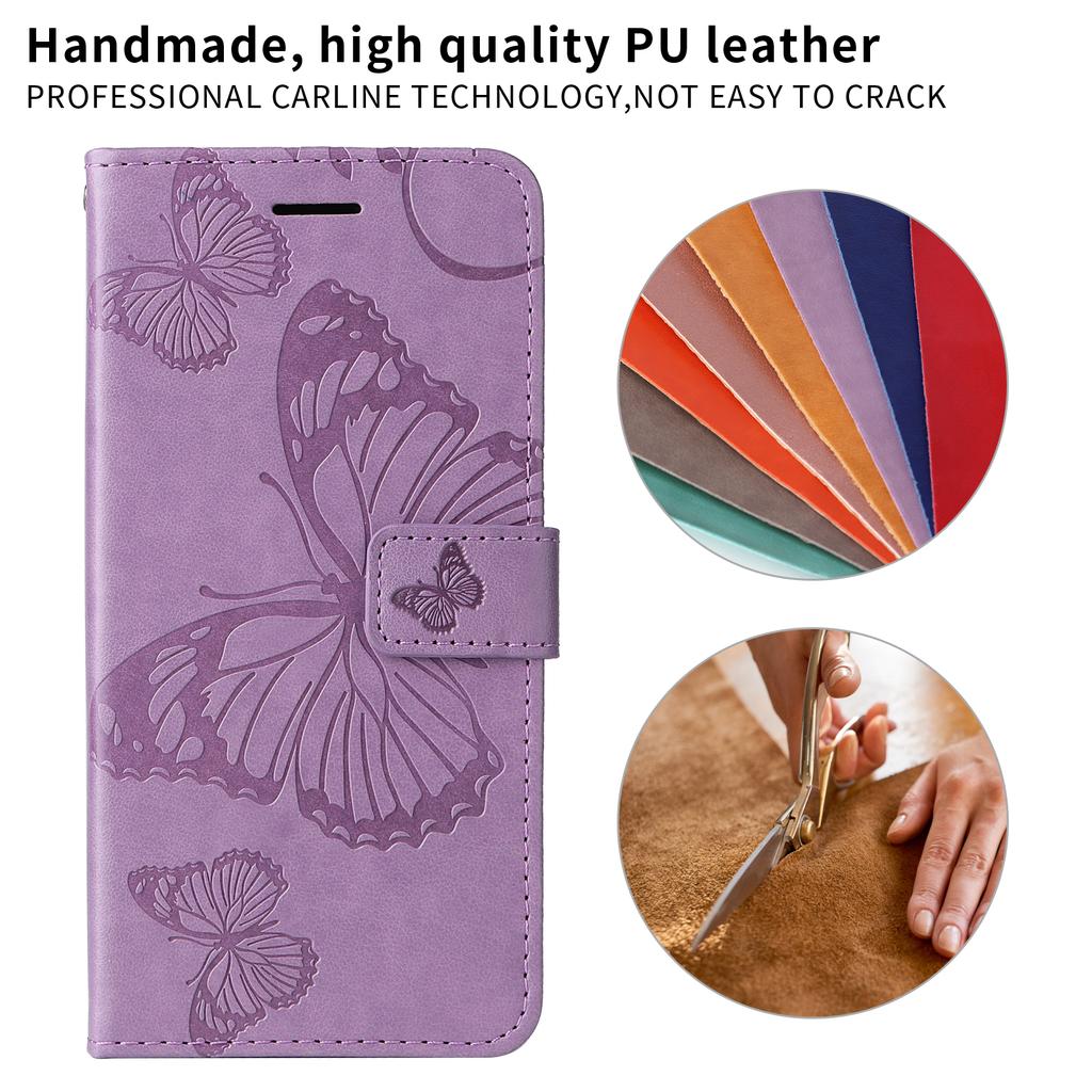 For iPhone 17 Pro Max Wallet Case Floral Butterfly Imprinted Leather Phone Cover Stand