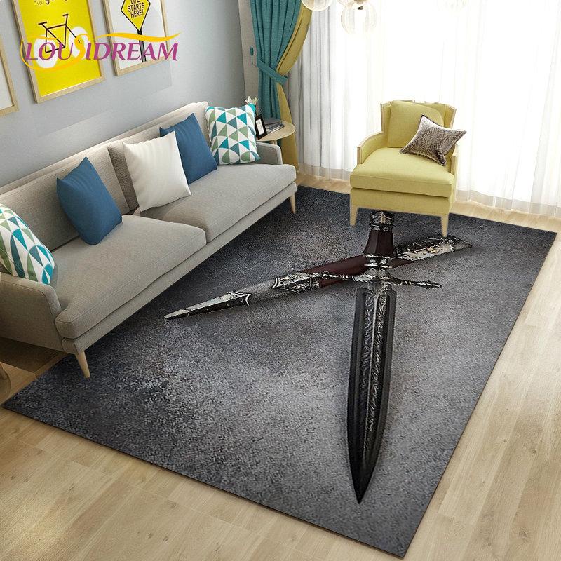 3D Sword Dagger Machete Saber Knife Area Rug,Carpet Rug for Living Room Bedroom Sofa Doormat Decor,Kid Play Non-slip Floor Mat