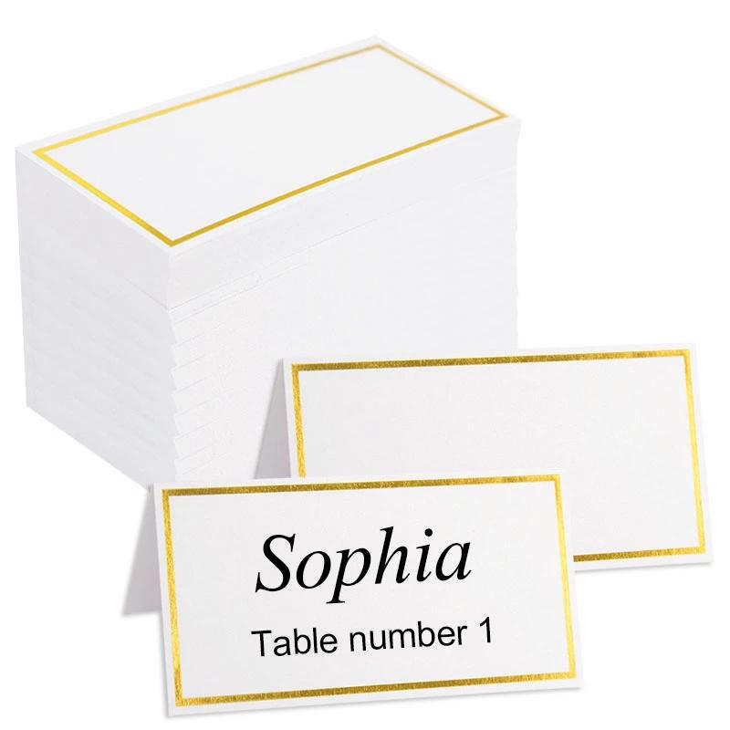 10-50pcs Gold Bronzing Name Place Cards Wedding Seating Number Card Table Decoration Christmas Birthday Party Greeting Card