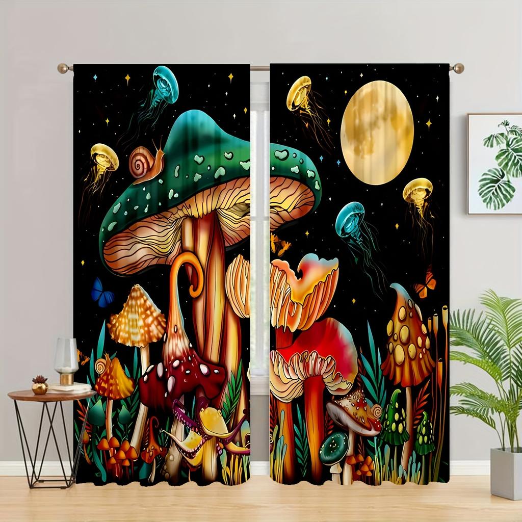 Colorful Unicorn Horse Mermaid Girl Children Window Curtain Blinds Living Room Kids Bedroom Kitchen Door Home Decor Bathroom2Pcs