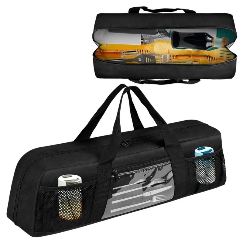 Practical Barbecue Utensils Storage Bag Waterproof Oxfords Fabric For Grill Tools Outdoor Cooking Essential