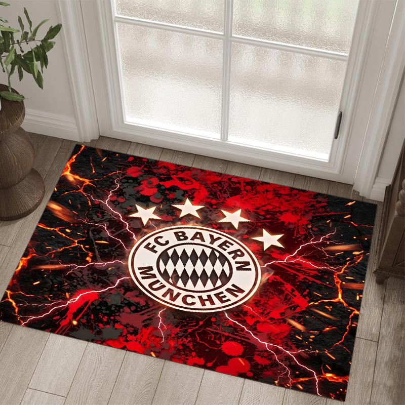 FC Bayern Design Kristall Samt Teppich Gemütlich Nicht?Rutschfester Teppich mit Aufdruck für Schlafzimmer Wohnzimmer Eingang