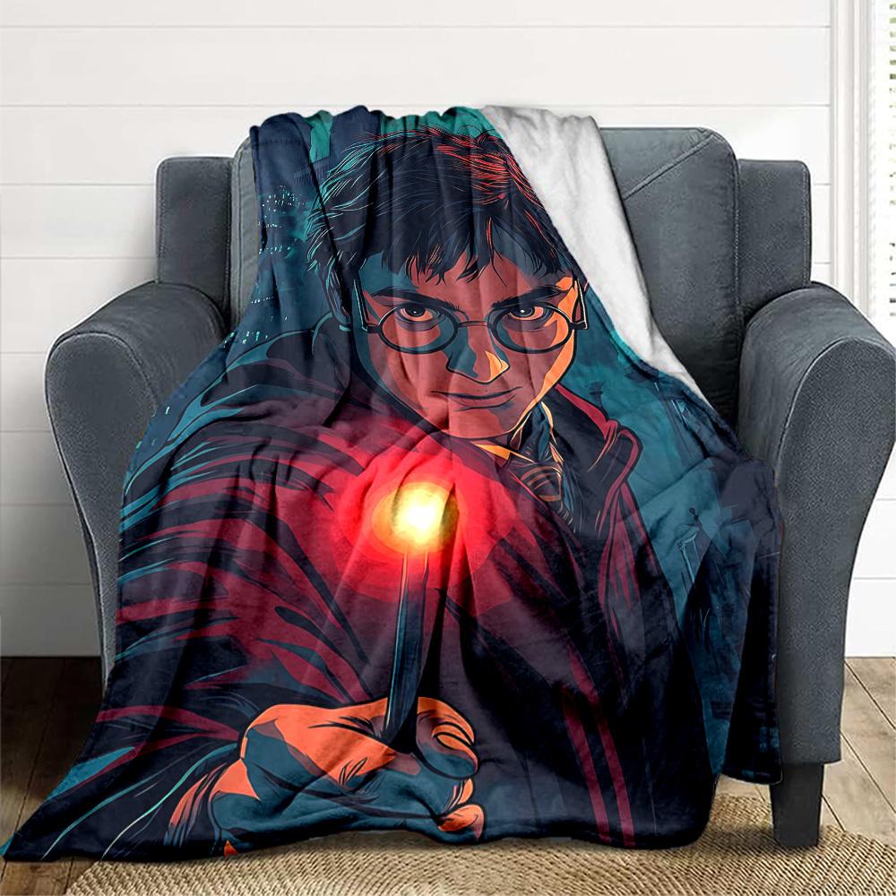 1pc Harry Potter Flannel Throw Blanket - HD Printed Lightweight Soft Warm All-Season Blanket for Sofa, Bed, Travel, Camping 059