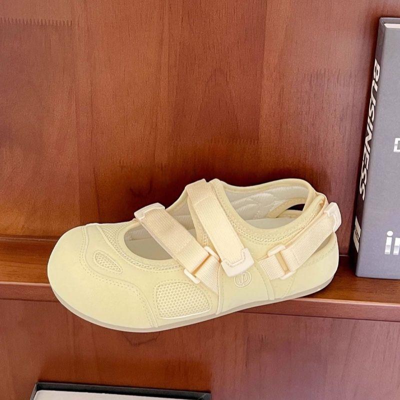 

Студенческая платформа спортивная сумка голова женская 2025 новый летний маленькие белые туфли с юбкой липучка одинарные туфли 40 светло-желтого