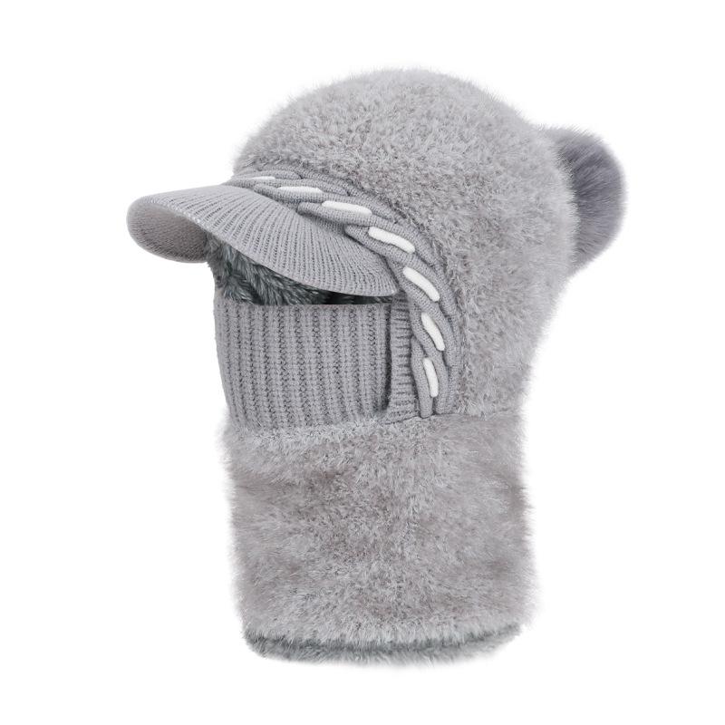 

Winter Hat Scarf Integrated Knitted Wool Hat Women s Outdoor Cycling Fleece Warm Ear Protective Hat