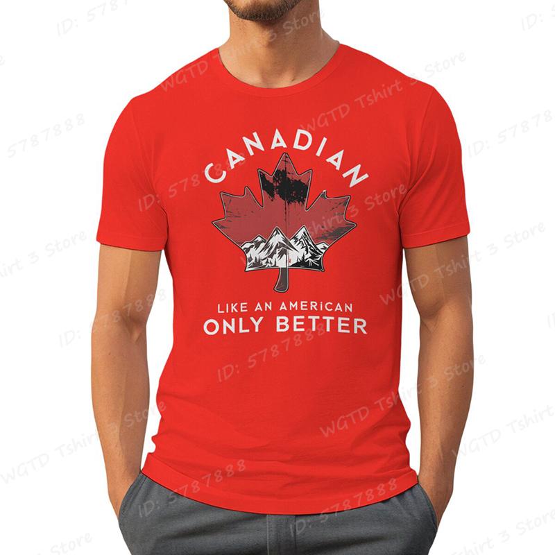 Canadian Like An American Only Better Print T-shirts, Summer Casual Crew Neck T-Shirt, Regular Fit, Canada T-shirt, Men Clothing