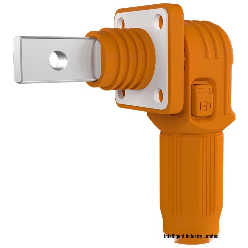 Black and Orange Angled Plug Socket; Positive/Negative Pole Energy Storage Connector; Threaded Hole; 70A-120A Current Capacity