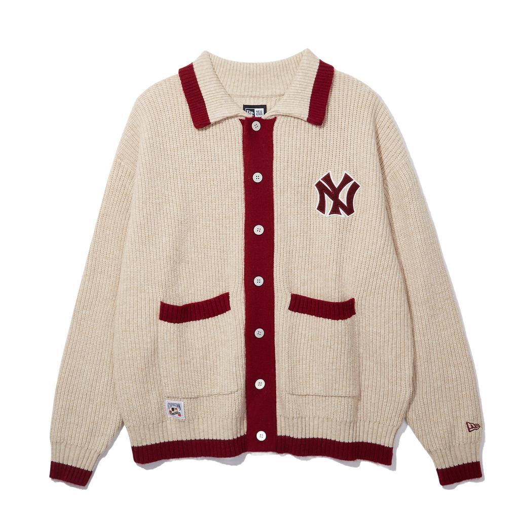 New Era MLB New York Yankees Retro Sports Field Series Drop Shoulder Loose Fit Letter Jacquard Casual Knit Sweater Unisex sweater Beige 14450553