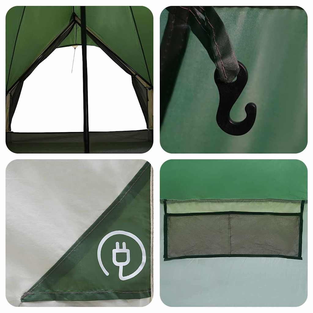 Teepee Tent for 9 People Green and Gray 502 X 502 X 297 Cm