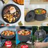 Camping Cookware Set Lightweight Portable Pan Kettle Cups Spoon Fork Cutter for Picnic Hiking Teapot Cookware Travel Cooking Set