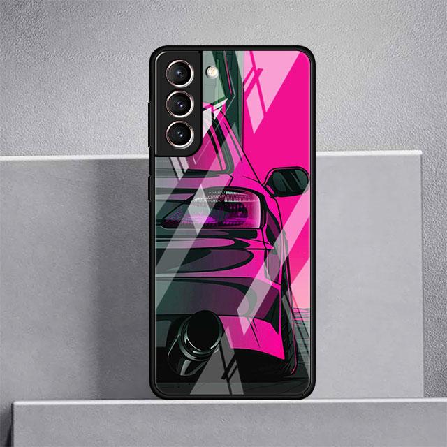 Carcasă din sticlă cu benzi desenate din Japonia JDM pentru mașini sport pentru Samsung Galaxy S22 S20 FE S21 Plus Husă pentru telefon S10 5G S9 Note 20 Ultra 10 Lite Shell