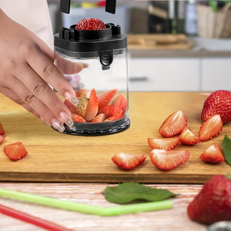 Stainless Steel Manual Fruit Slicer with Detachable Stainless Steel Blades , Ideal for Strawberries, Grapes, Tomatoes, Onions, Mushrooms, and More
