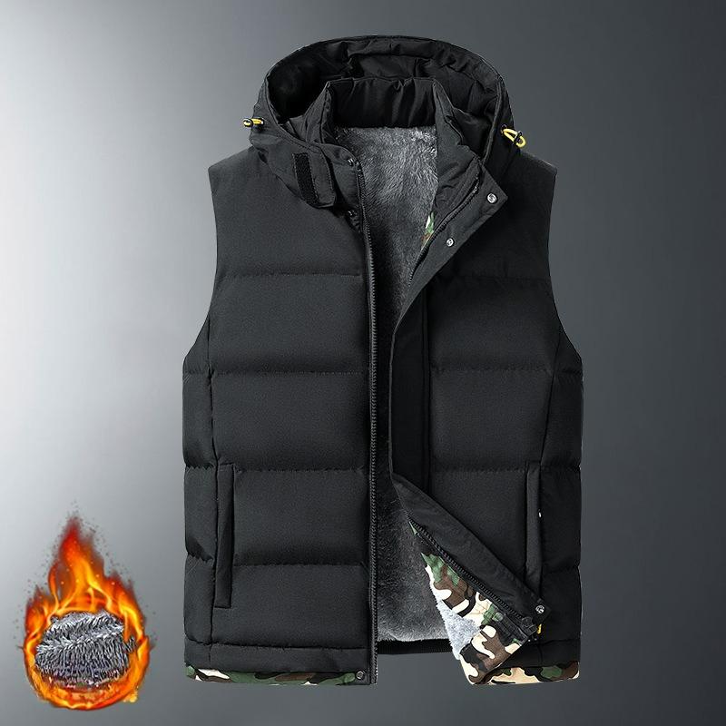 

Lamb Fleece Cotton Vest Men s Autumn and Winter High-end Sports Plus Velvet To Keep Warm, Plus Size Outer Wear Vest 9XL чорний
