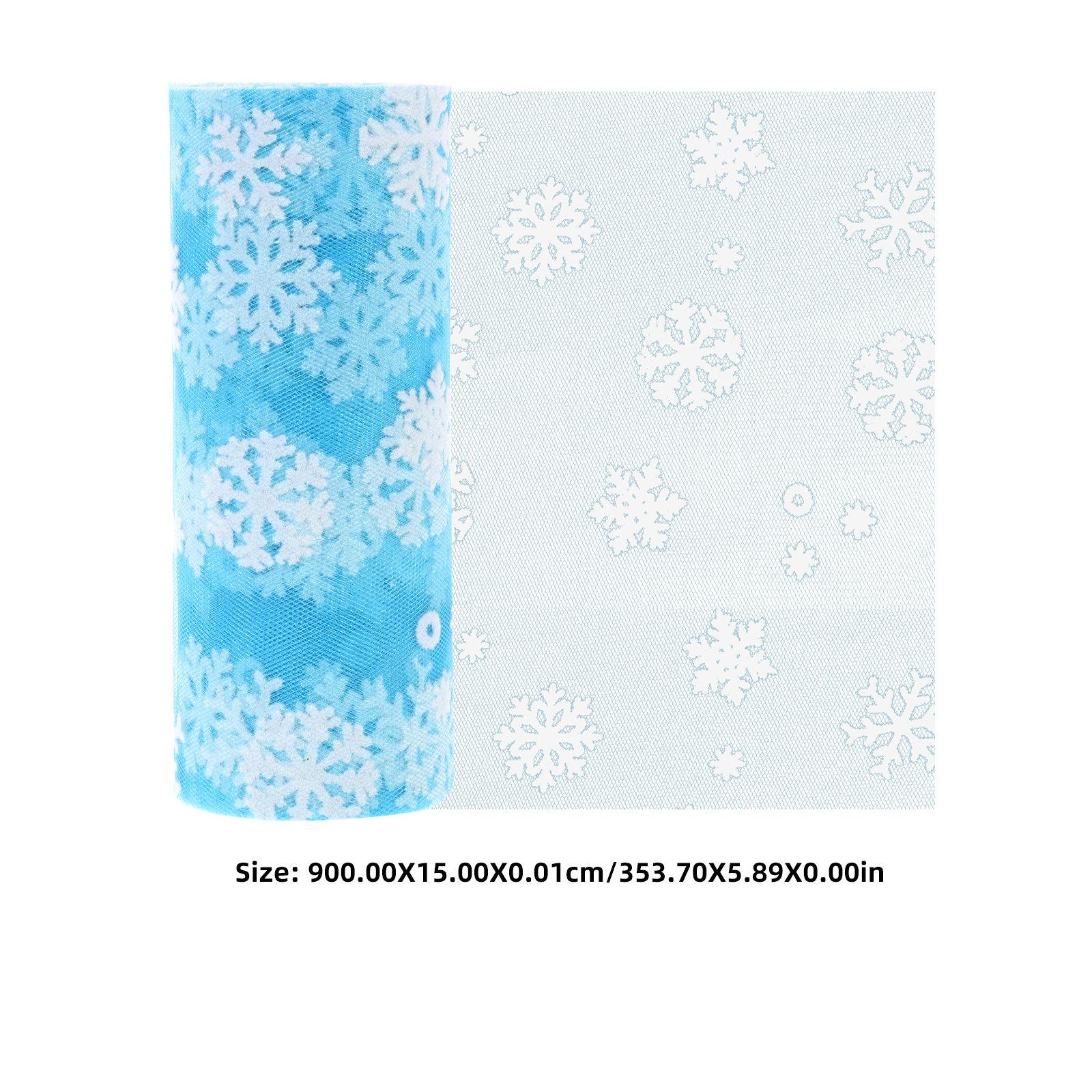 

10Yards 15Cm Snowflake Pattern Tulle Rolls for Holiday Decorations Sewing Hair Bows Table Arch Wedding Party Favor Packaging