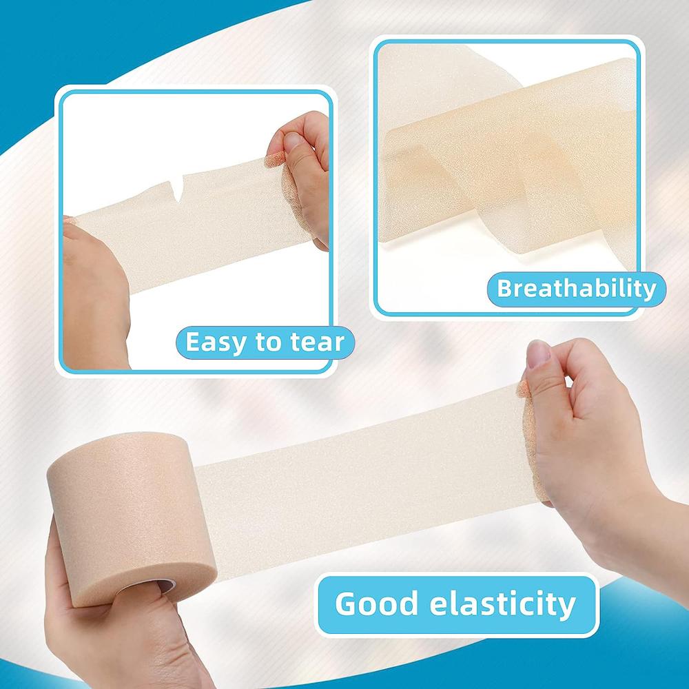 4 Rollen Athletisches Vorbandagen-Wickelband, Schaumstoff-Unterwickelband, Sportliches Vorwickelband für Haare, Knöchel, Handgelenke, Knie