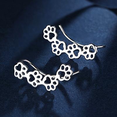 925 Sterling Silver Cat Paw Piercing Clip Earrings for Women Girls Wedding Party Jewelry Gift Pendientes Oorbellen