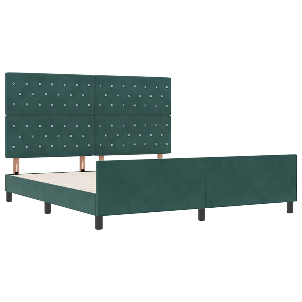 Box Spring Bed with Headboard Dark Green 180 x 200 cm Velvet