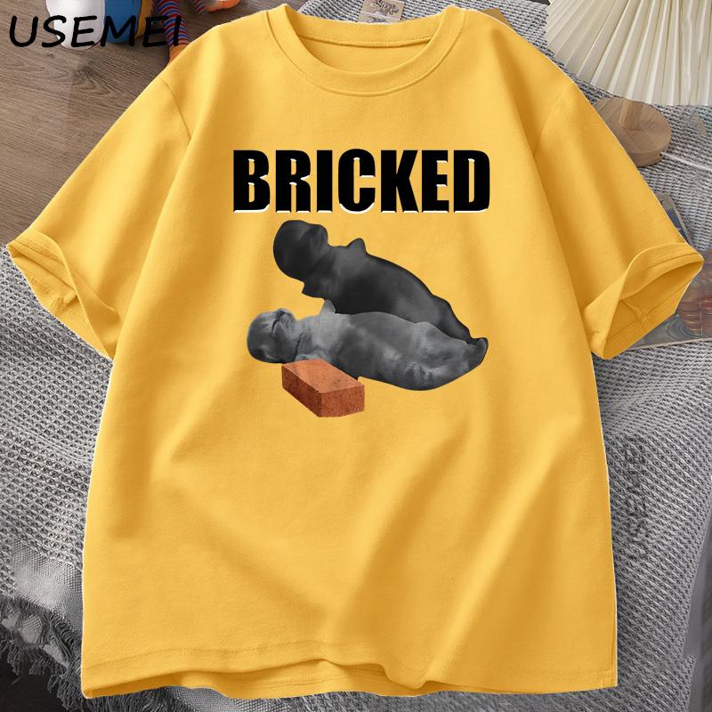 Bricked Funny Cat Knocked Out Tshirt Cat Meme T Shirt Silly Cats Tshirt Summer Unisexs ShortSleeved Cotton Casual TShirt