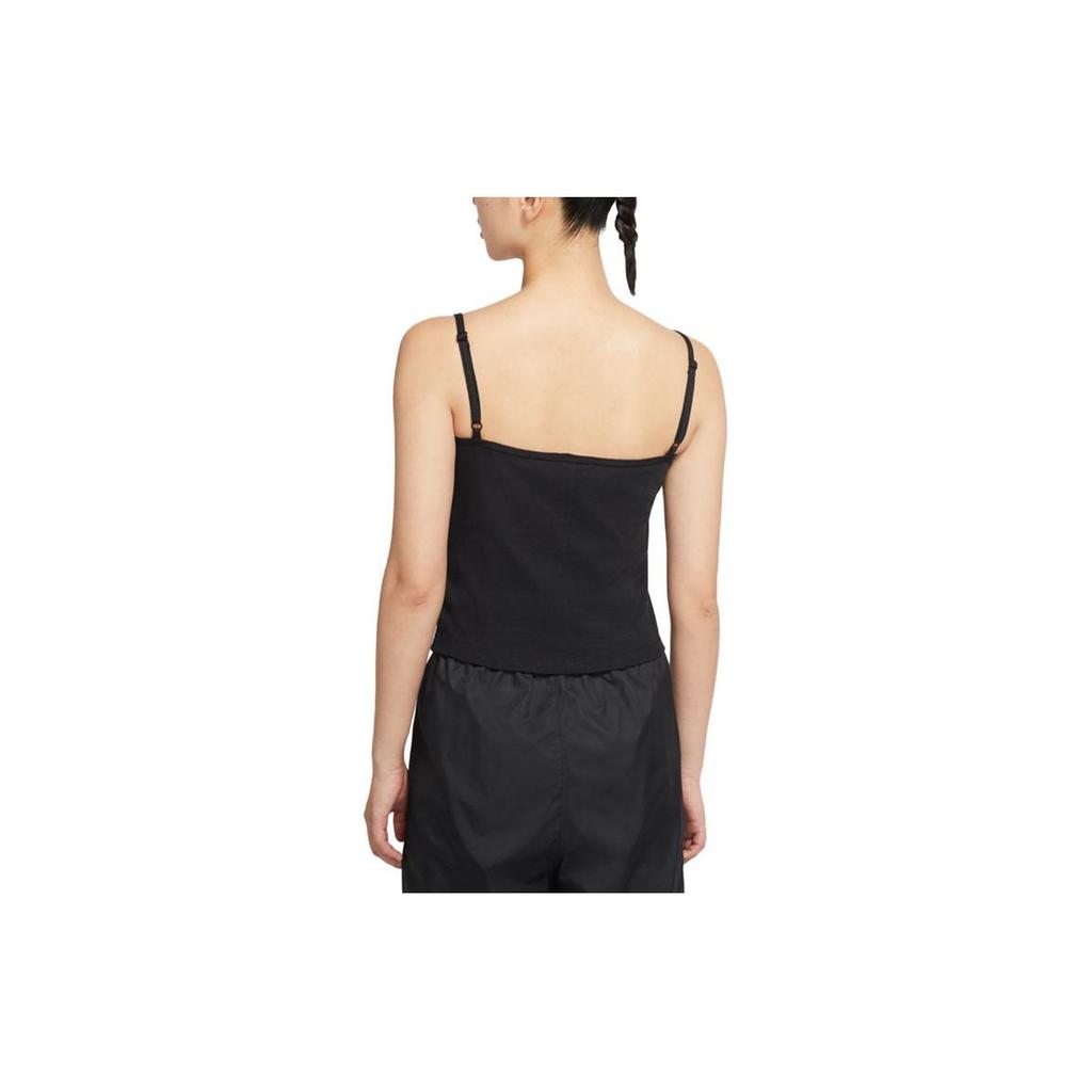 Nike Solid Color Knitted Embroidered Breathable Tank Top Women tops Black CZ9295-010