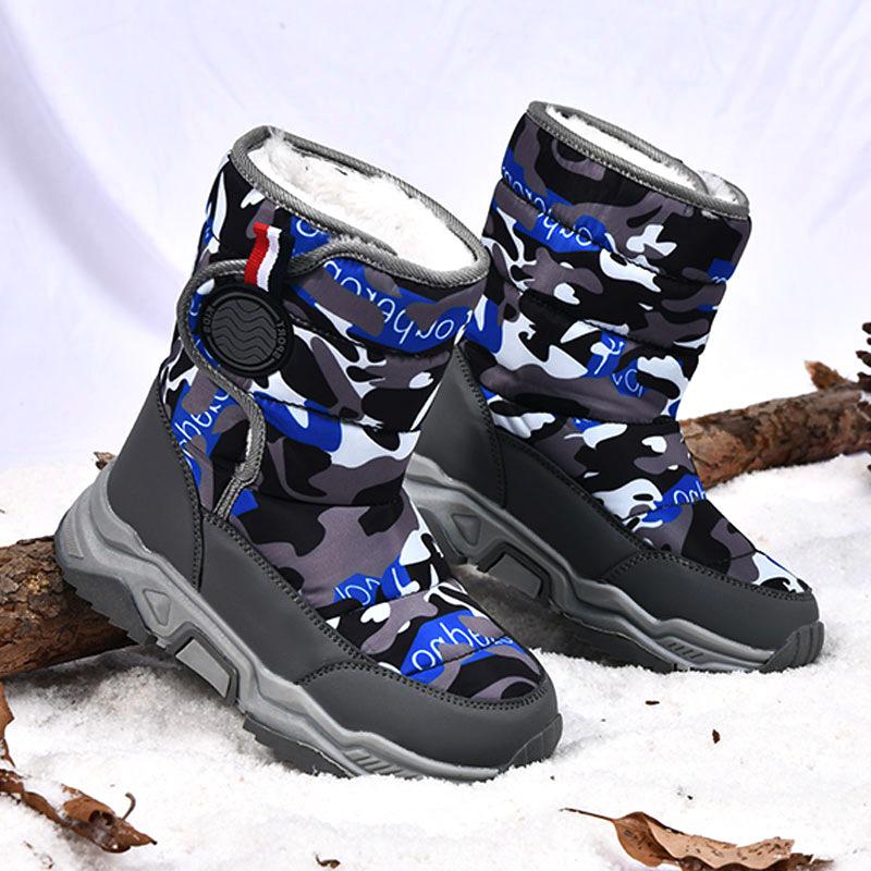 Botas de Neve de Camuflagem de Inverno para Crianças - Quentes, Algodão Acolchoado para Meninos e Meninas