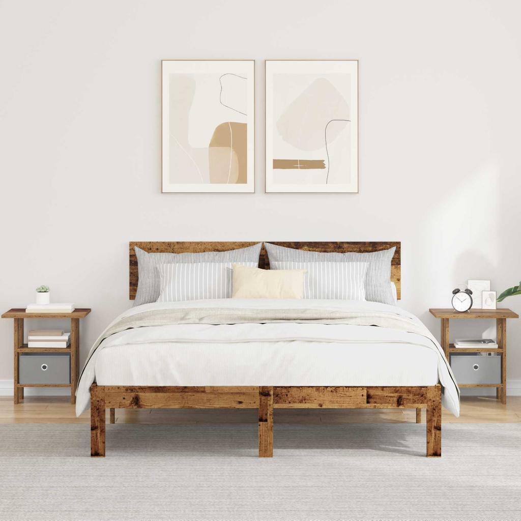 Nightstand 2 Pcs Reclaimed Wood Look 41 X 40 X 45 Cm Engineered Wood