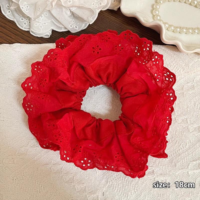 Elegant French Lace Hollow Wide Scrunchie Hair Band For Women Girls Sweet Hair Ornament Rubber Band Fashion Hair Accessories