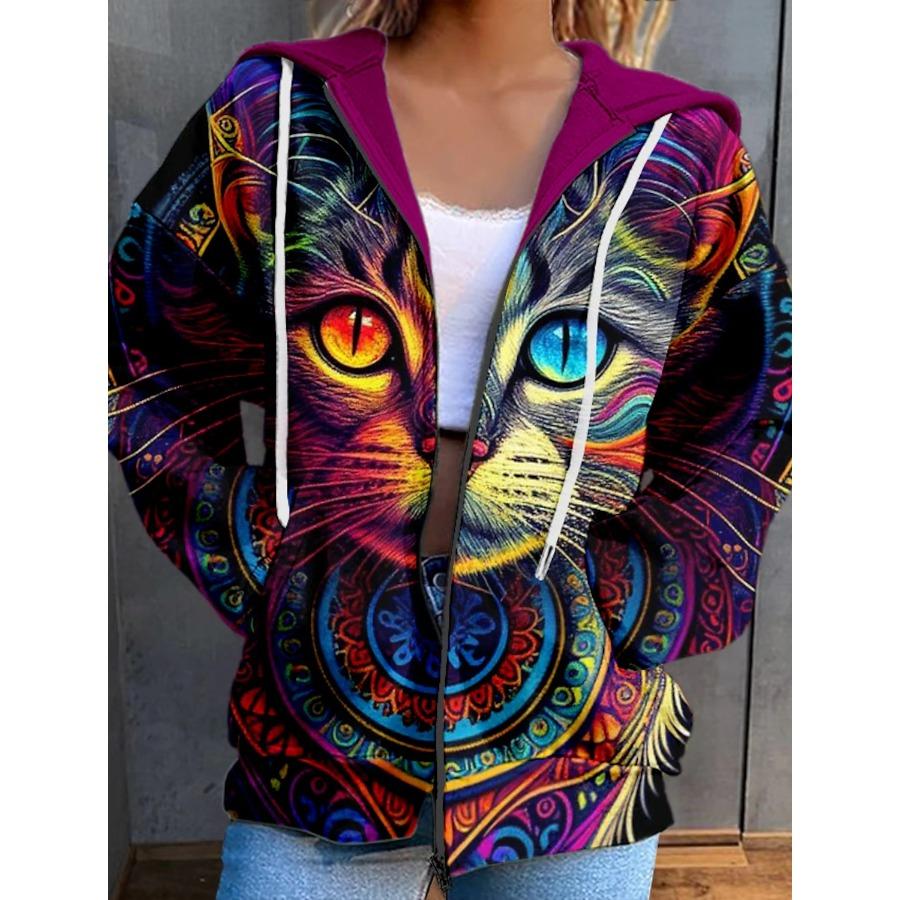 

Осенняя женская одежда Зимняя печатная толстовка с капюшоном Спортивная одежда на молнии с 3D-карманом Толстовки Пальто для женщин 6XL