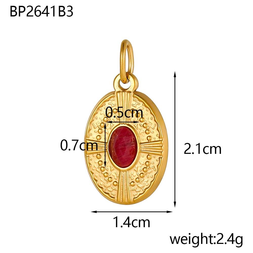 CARLIDANA Luxury Gold Plated Stainless Steel Charm Evil Eye Oval Heart Flower Colorful Natural Stone DIY Jewelry Making Women