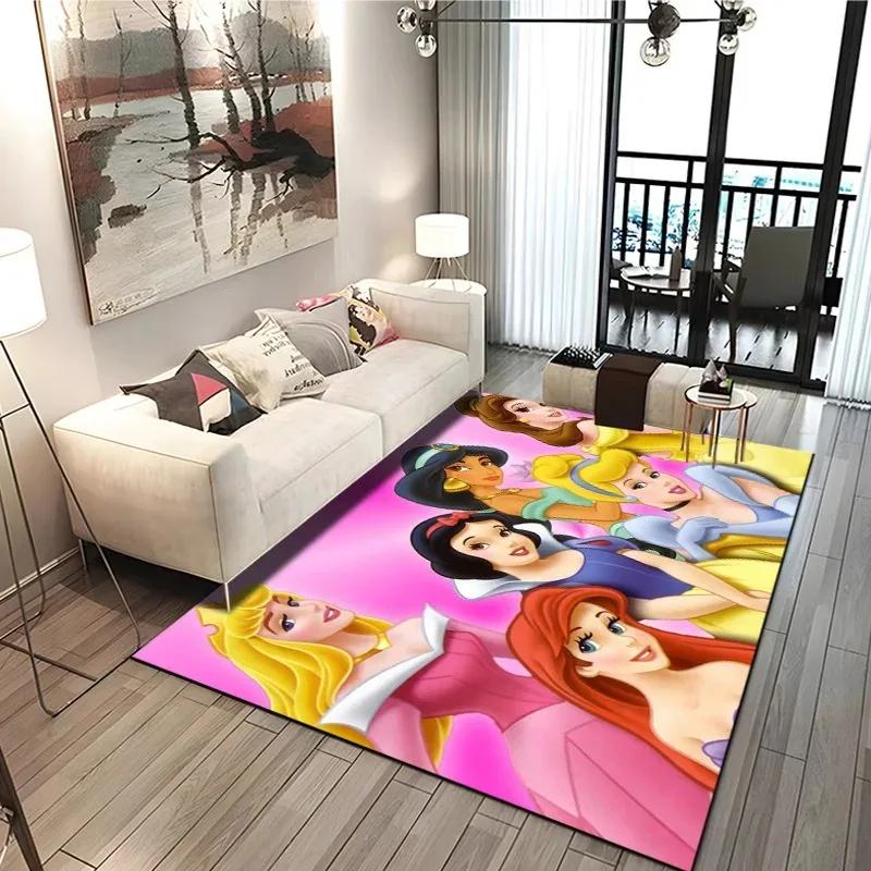 Disney Prinzessinnen Druck Teppich für Wohnzimmer Schlafzimmer Mädchenzimmer Heimdeko Rosa Zimmerdeko Bereichsteppich Rutschfeste Matte