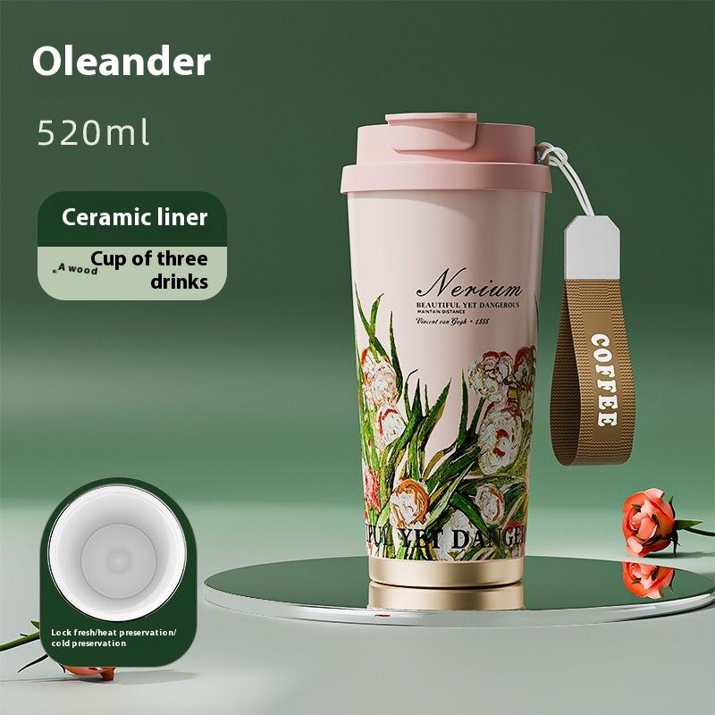 Neuer hochwertiger Kaffee-Thermosbecher mit Keramik-Strohhalm, doppelter Trinkbecher, täglicher Campus-Begleitkaffeebecher