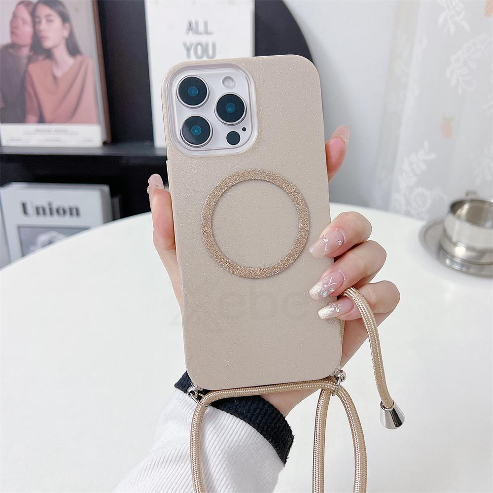 

Crossbody Nylon Lanyard Glitter For Magsafe Phone Case For iPhone 16E 16 15 Plus 14 13 12 Pro Max 11 Adjustable Strap Back Cover Case & Strap&iPhone 14 Plus