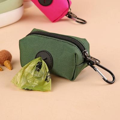 Canvas Dog Poop Bag Holder Outdoor Pets Waste Bags Dispenser with Carabiner Clip Animal Waste Collection Pouch Pet Supplies 1pc
