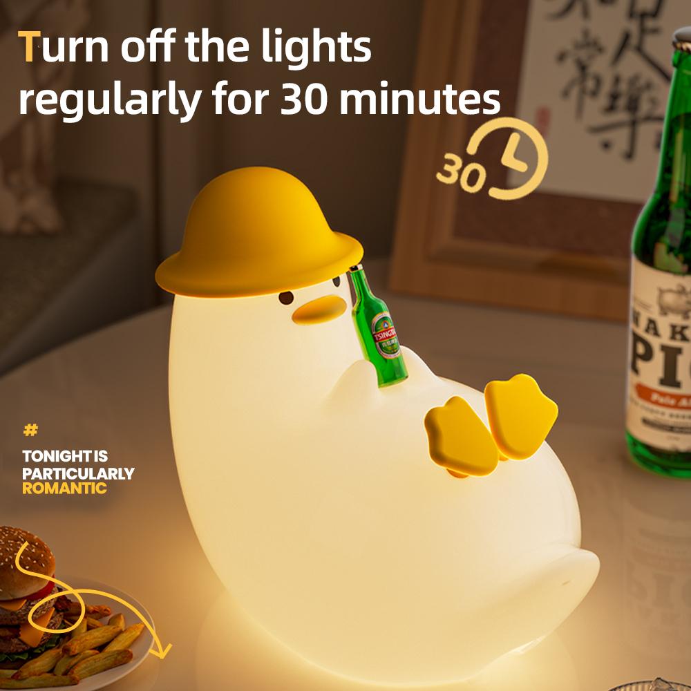 Duck Night Light 3 Brightness Adjustment Timing Nursery Sleeping Lamp Rechargeable Touch Control Bedside Lamp For Kids Room