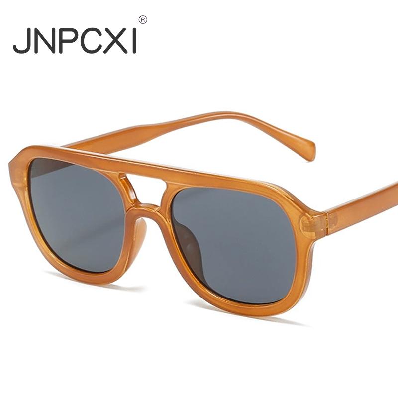  Double Bridges Square Women Sunglasses Fashion Black Orange Frame Men Retro Punk Sun Glasses Shades UV400
