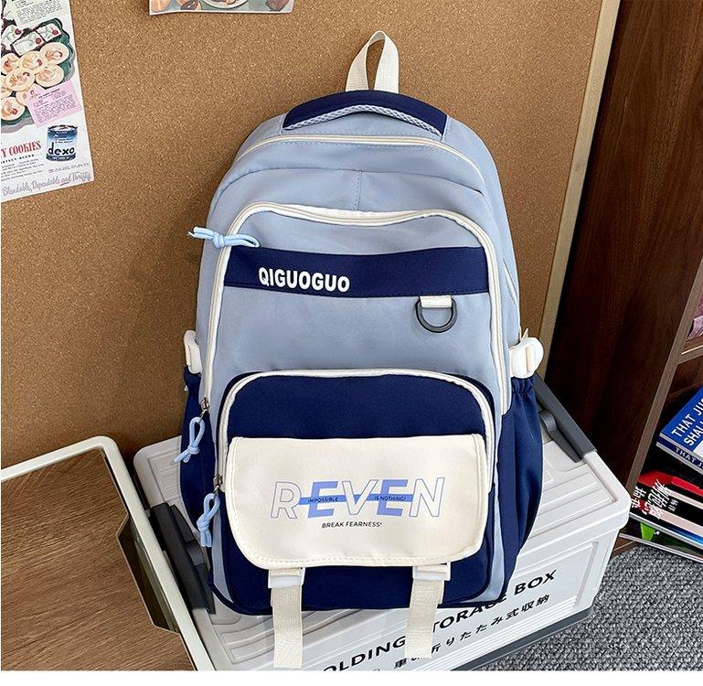 Schoolbag trendy brand high value, light and simple color matching, versatile large-capacity schoolbag, junior high school and high school students