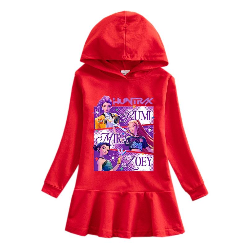 Kpop Demon Hunter Rainbow Princess Hooded Dress for Girls