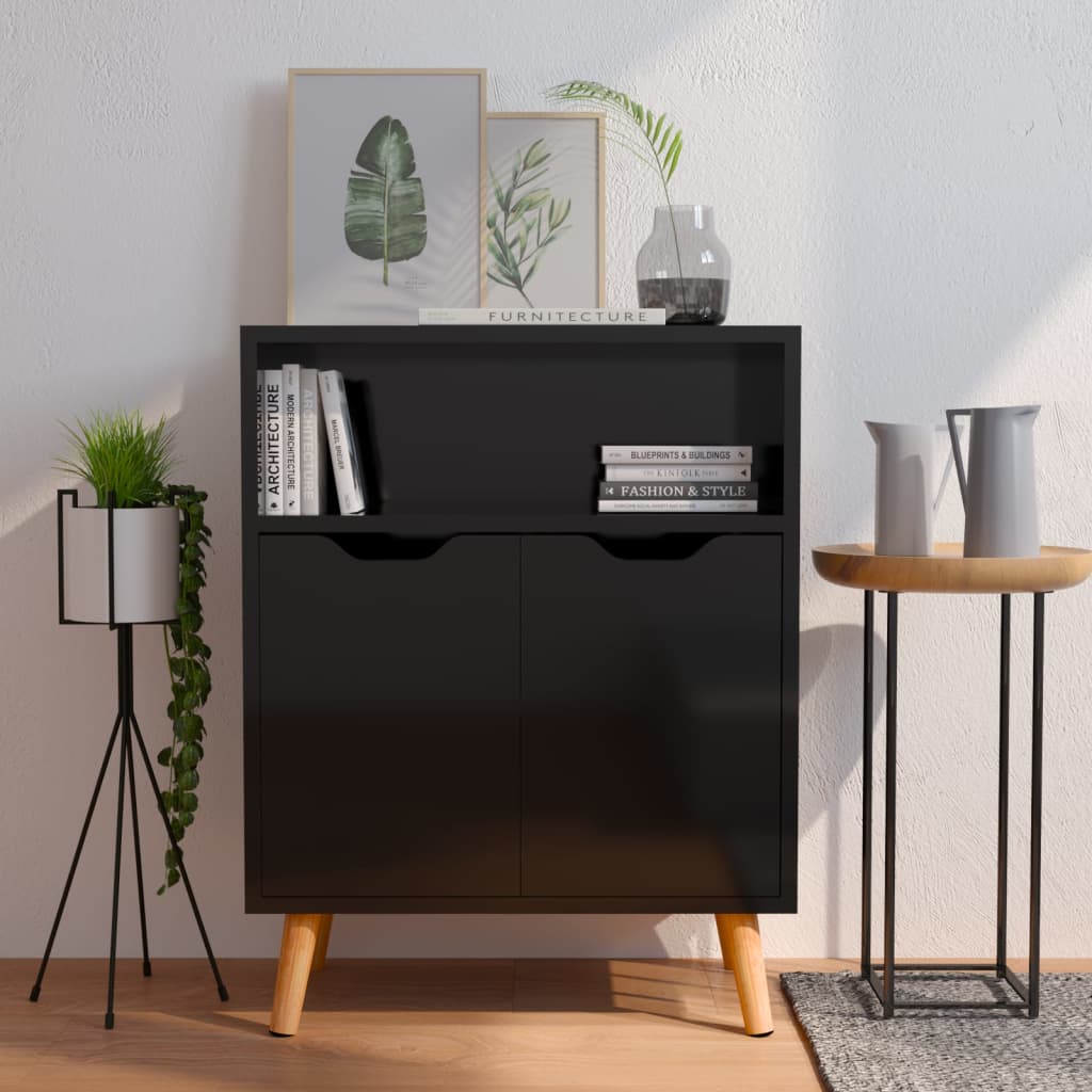 Sideboard High Gloss Black 60 X 30 X 72 Cm Engineered Wood