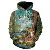 Winter Animal Print Hoodie Men Women Casual Loose Fit Sweatshirt