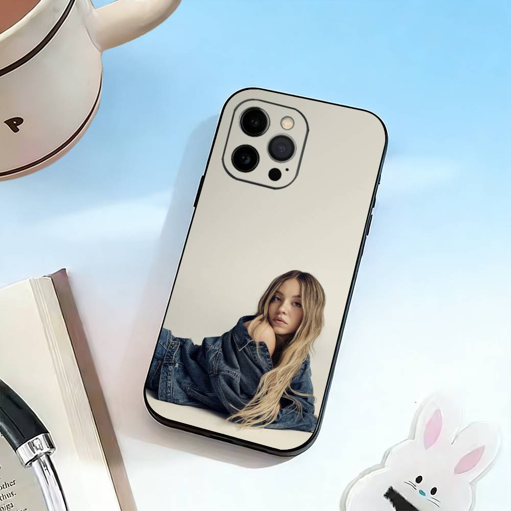 S-Sydney S-Sweeney Phone Case For iPhone 17,16,15,14,13,12,11 Plus,Pro Max,XS,Soft Silicone Black Cover