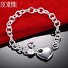 925 Sterling Silver O-shaped Chain Heart Pendant Bracelet Gift Wedding Fashion Jewelry