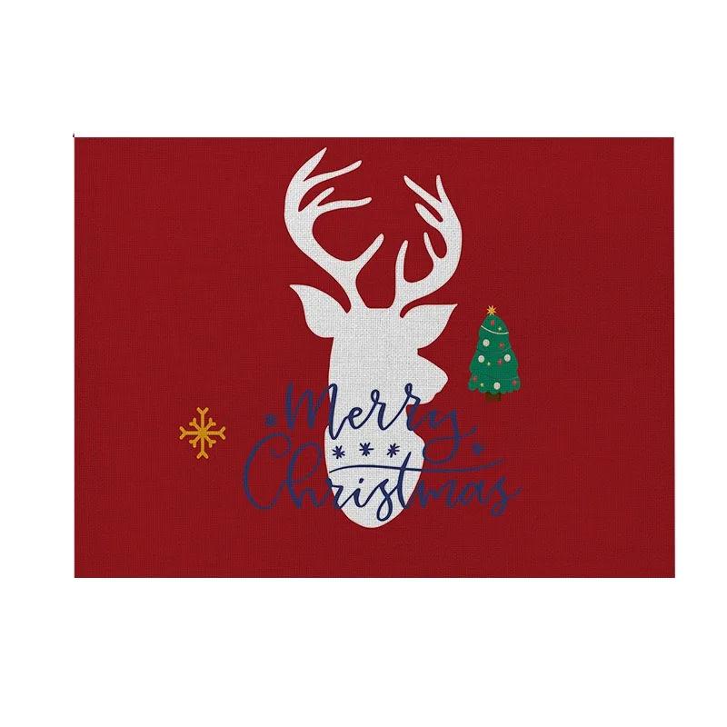 1PC Christmas Decorative Kitchen Placemat Tree Santa Snowman Coaster Dining Table Mats Linen Pad Bowl Cup Mat Xmas Home Decor