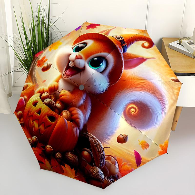 

1pc Halloween Squirrel Automatic Open/Close Umbrella, Folding Compact Umbrella with Lightweight Design for Women/Men yy251028248