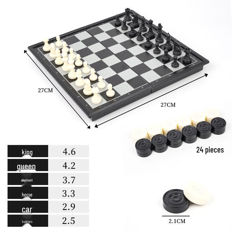 High-End Magnetisches Faltbares Schachspiel mit Holzmaserung-Imitation und Schwarzen & Weißen Figuren