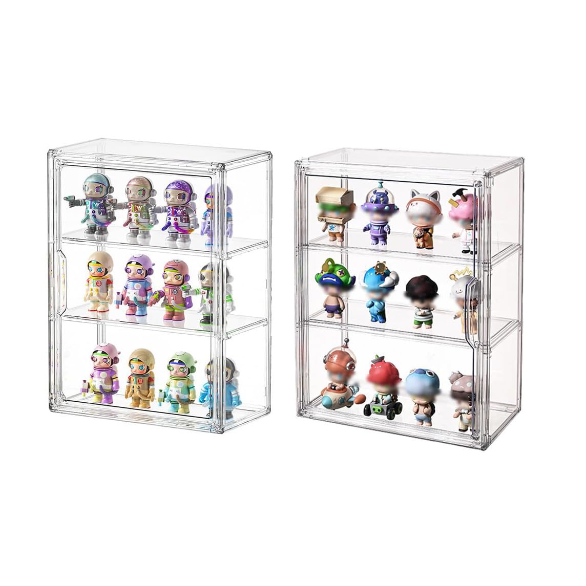 

QIYUNI Подставка-витрина для фигурок, полка для коллекции фигурок, витрина, настольная, большой вместимости, с 2 полками, съемными разделителями, витрина, рамка для витрины
